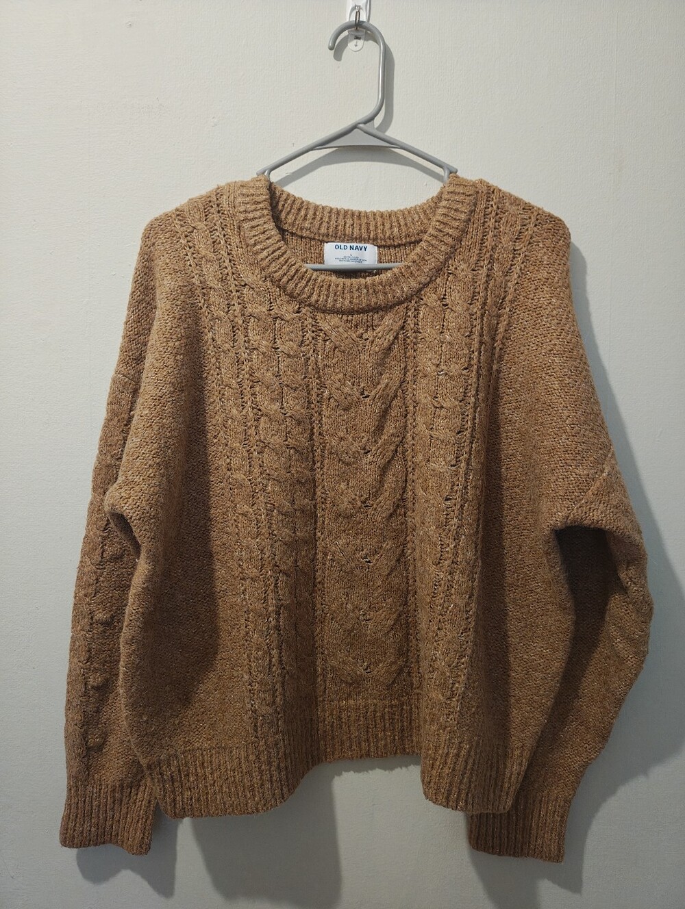 Old Navy Textured Cable Crewneck Sweater - Camel